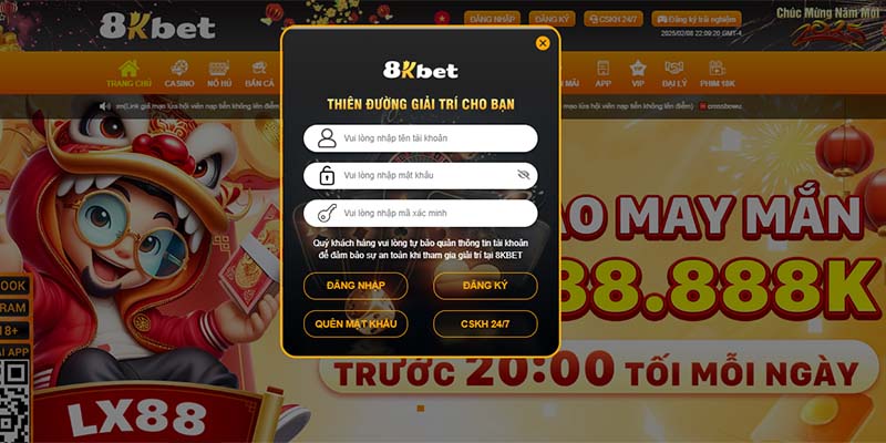 Các bước đăng nhập 8KBET thành công chỉ trong 3 bước